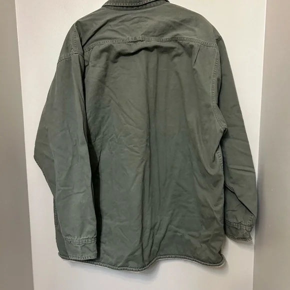 Vintage Levis Strauss Trucker Coat Jacket Mens XL Flannel Lined Green Barn Coat - Picture 5 of 10